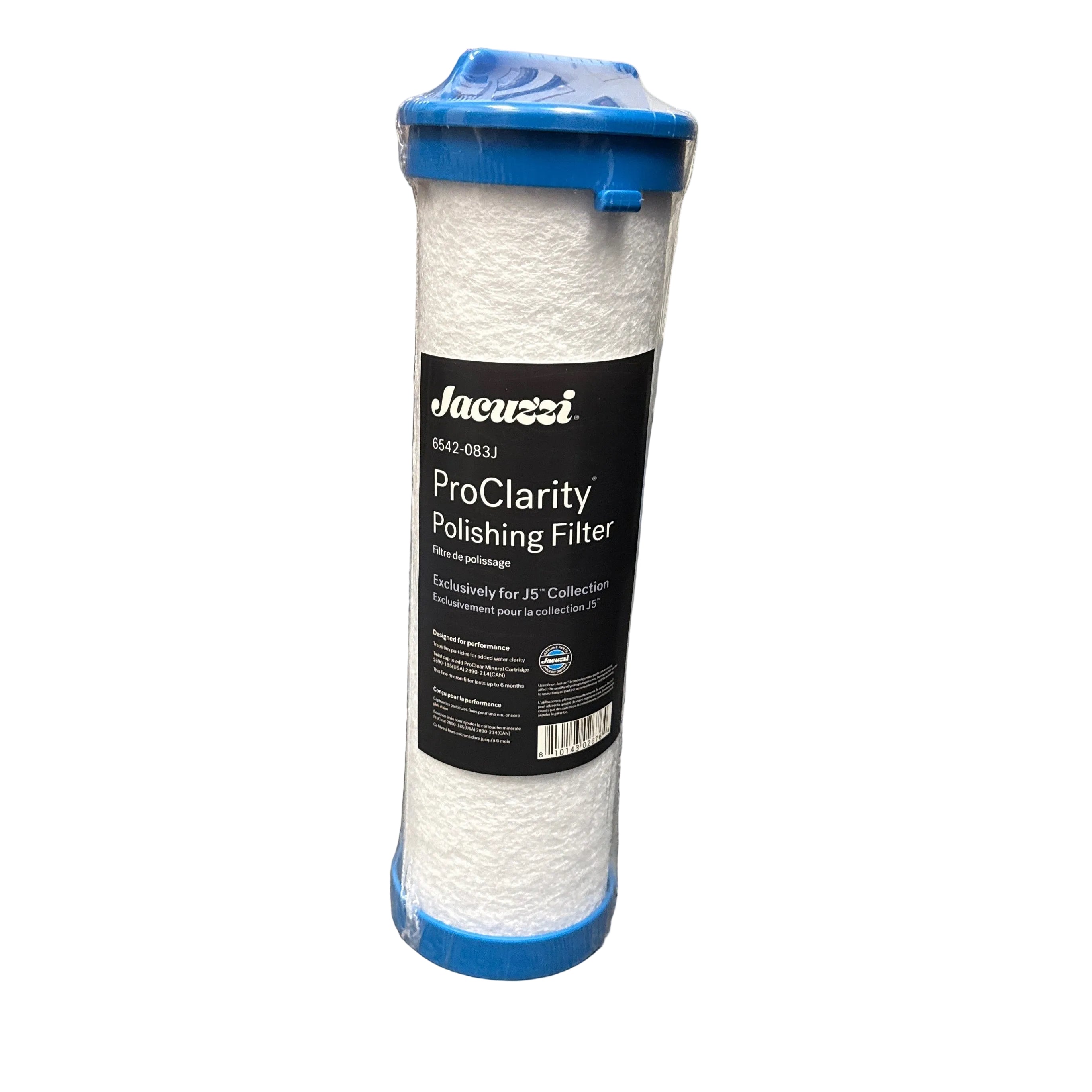 A Jacuzzi J5 ProClarity replacement filter cartridge on white background.