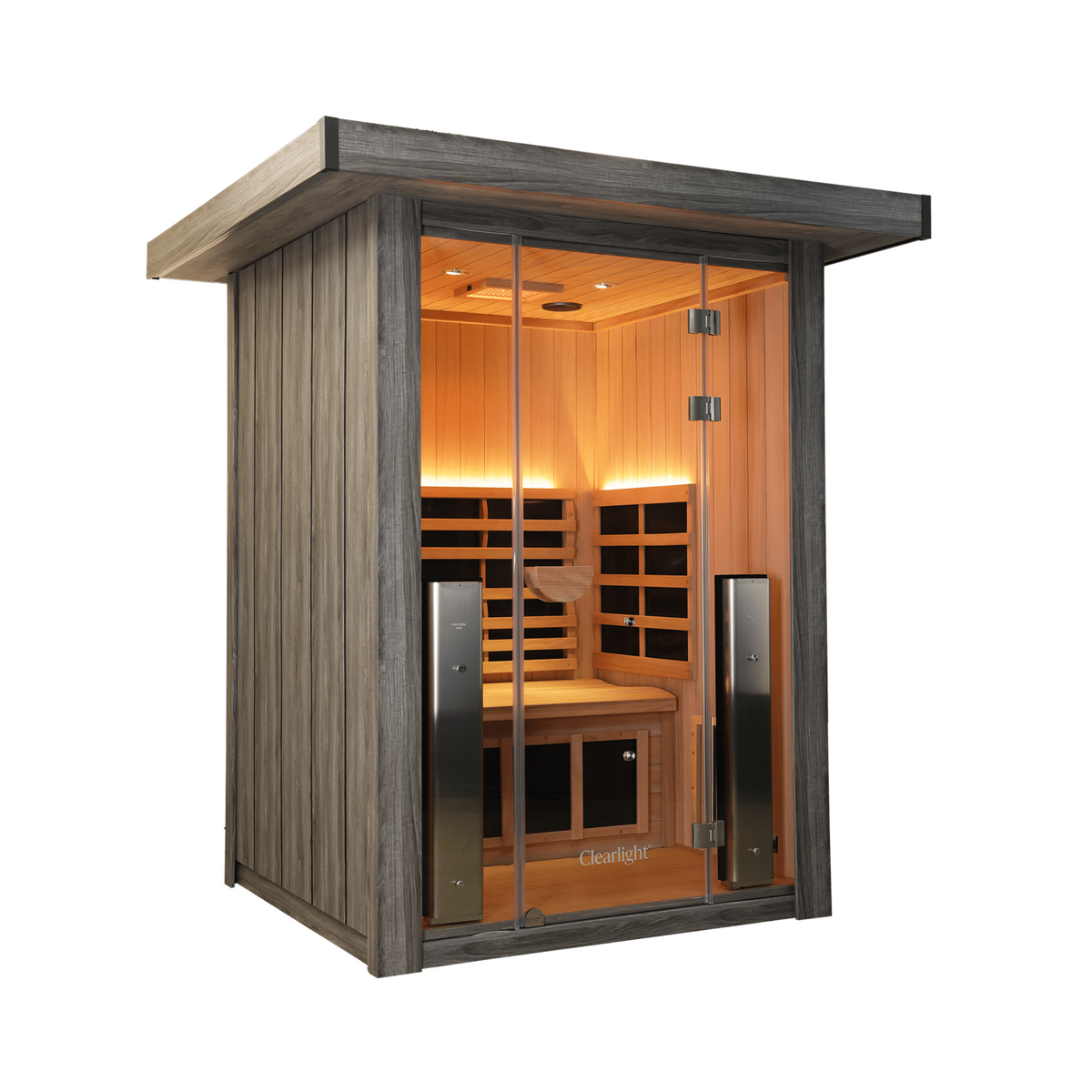 side picture of a infrared sauna on a white backdrop