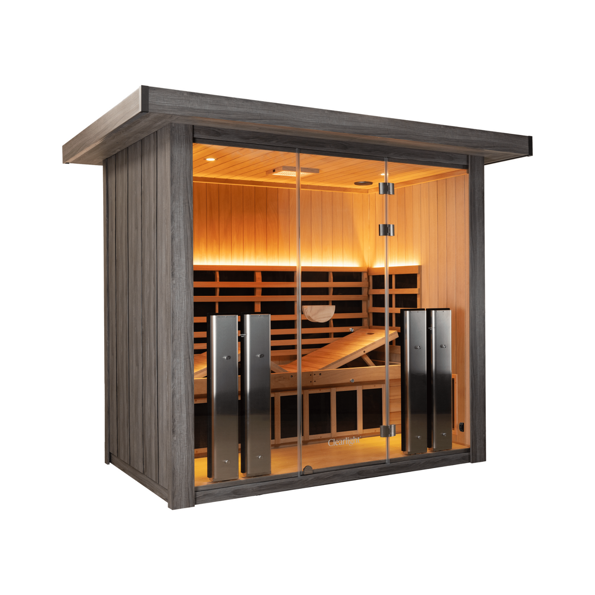 side picture of a infrared sauna on a white backdrop